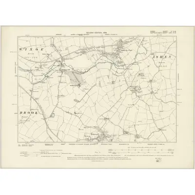 1896 Map of Essex V.SW, 1898 Print