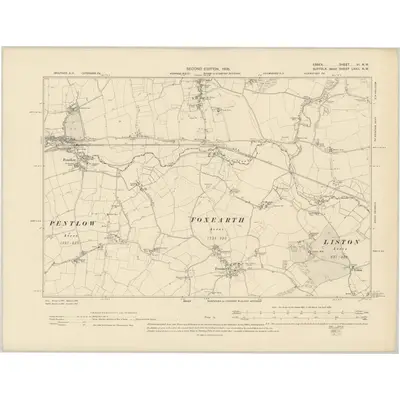1896 Map of Essex VI.NW, 1905 Print
