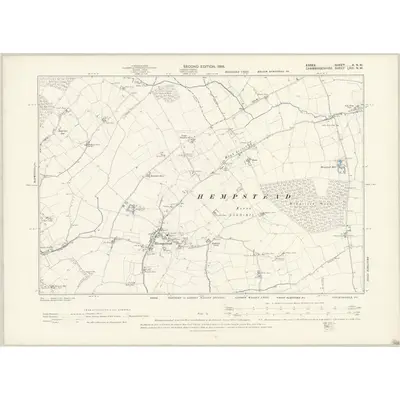 1896 Map of Essex X.NW, 1898 Print
