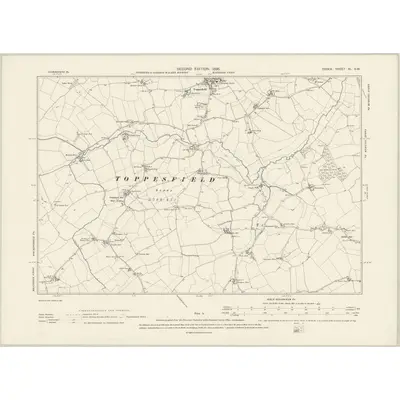 1896 Map of Essex XI.SW, 1898 Print