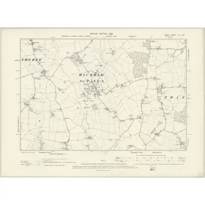 1896 Map of Essex XII.SW, 1898 Print