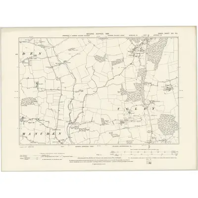 1896 Map of Essex XIII.SE, 1898 Print
