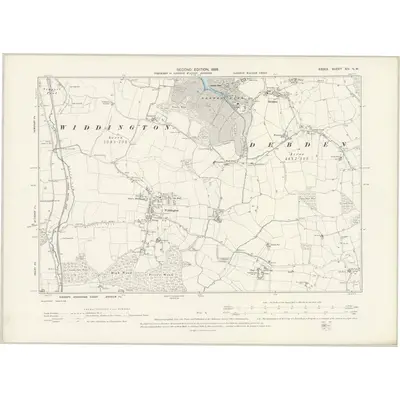 1896 Map of Essex XIV.NW, 1898 Print