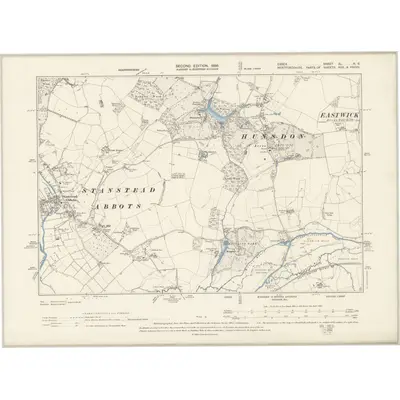 1895 Map of Essex XL.NE, 1899 Print
