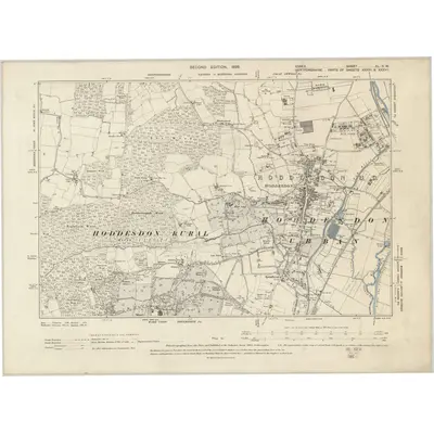 1895 Map of Essex XL.SW, 1899 Print