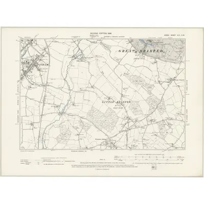 1895 Map of Essex XLV.NW, 1898 Print