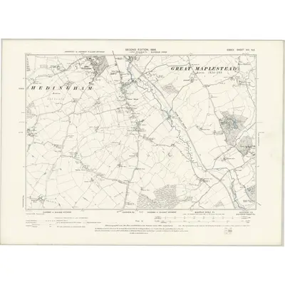 1896 Map of Essex XVI.NE, 1898 Print