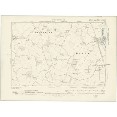 1896 Map of Essex XVII.NE, 1898 Print