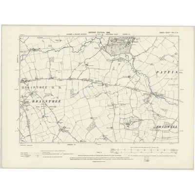1896 Map of Essex XXV.SE, 1898 Print