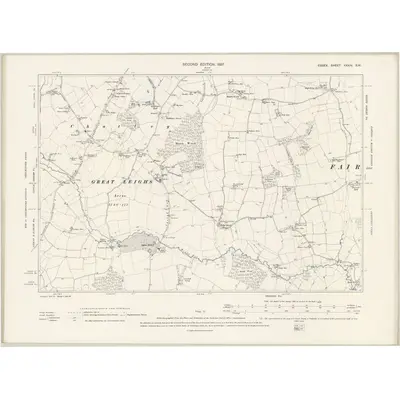 1895 Map of Essex XXXIV.SW, 1897 Print