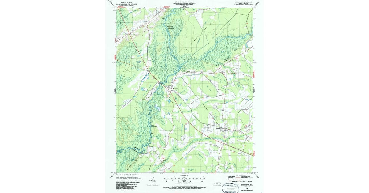 1986 Map of Evergreen, NC — High-Res | Pastmaps