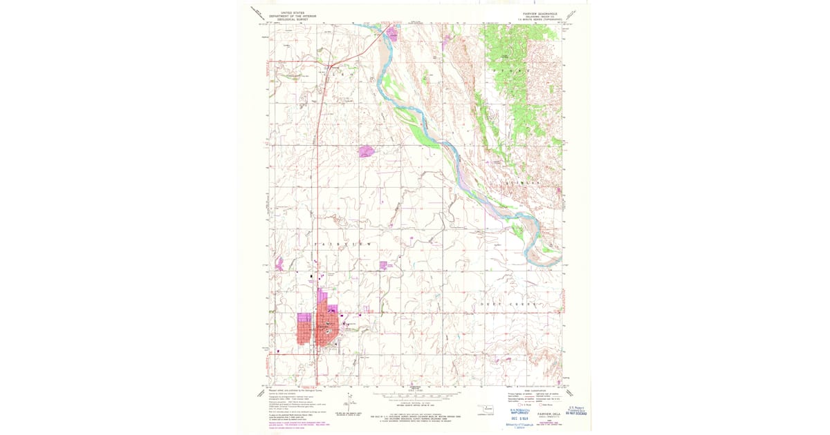 1969 Map of Fairview, OK — High-Res, 1983 Print | Pastmaps