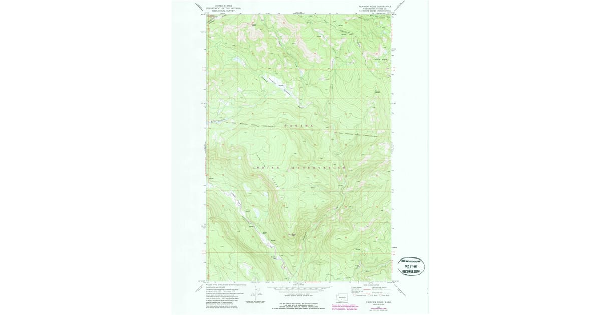 1970 Map of Fairview Ridge, Yakima County, WA — High-Res, 1987 Print ...