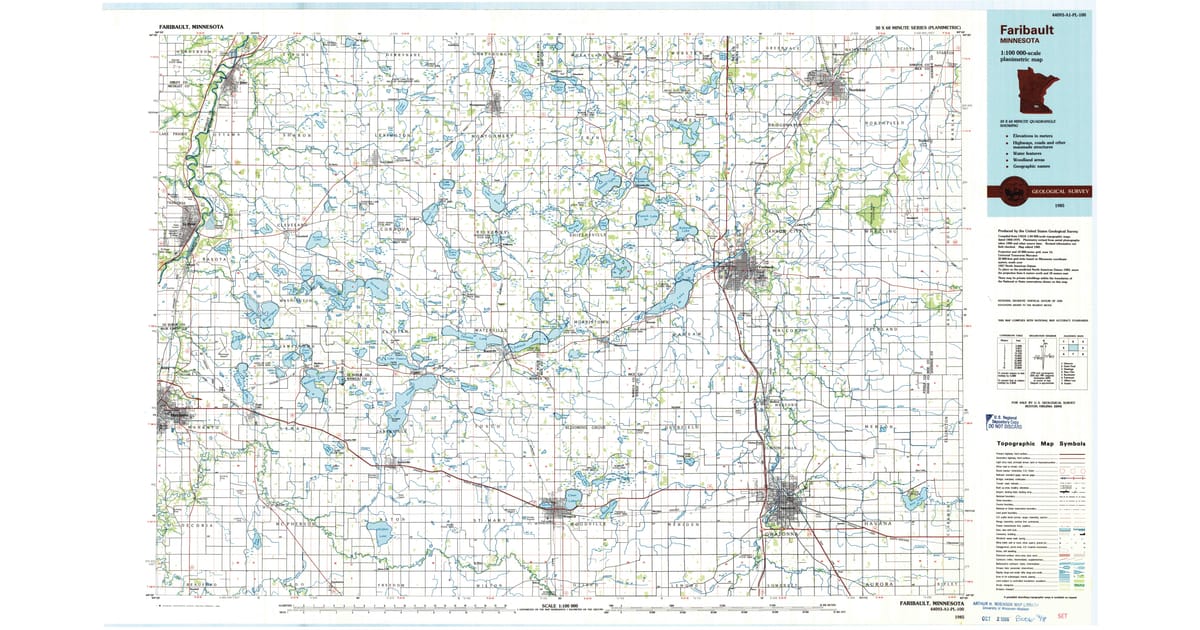 1980s Maps of Madison Lake MN - Faribault Rice County Mn Usgs Topo 1985 P1986 Og 1200x630 