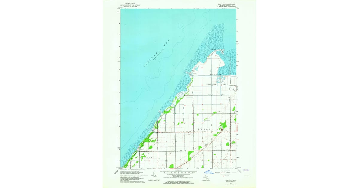 1963 Map of Fish Point, Tuscola County, MI — High-Res | Pastmaps
