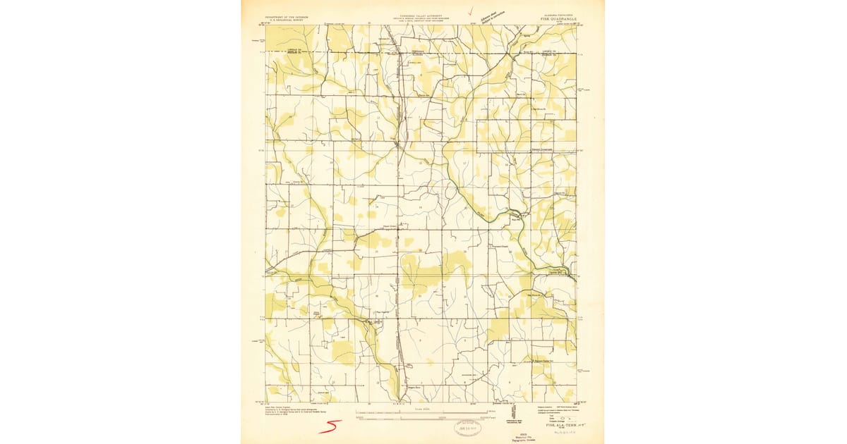 1936 Map of Fisk, Madison County, AL — High-Res | Pastmaps