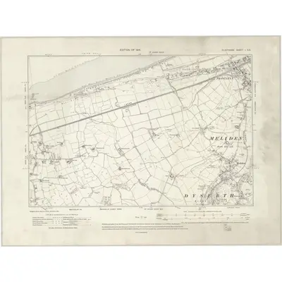 1910 Map of Flintshire I.SE, 1914 Print