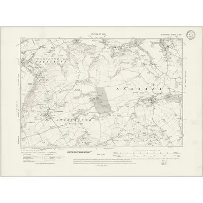1910 Map of Flintshire II.SW, 1933 Print