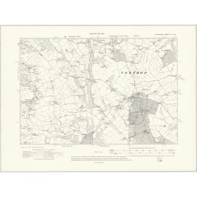 1909 Map of Flintshire IX.SE, 1914 Print
