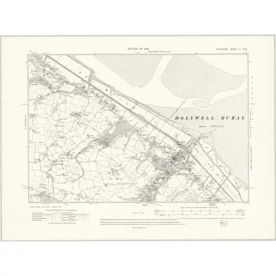 1910 Map of Flintshire VI.NW, 1914 Print