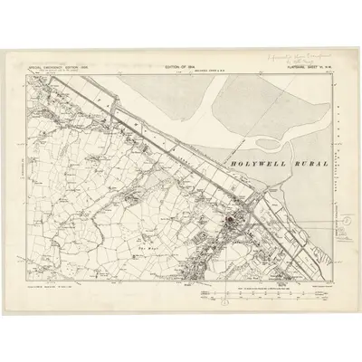1938 Map of Flintshire VI.NW, 1939 Print