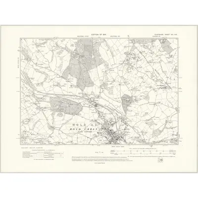 1910 Map of Flintshire XIII.NE, 1914 Print