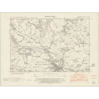 1948 Map of Flintshire XIII.NE, 1954 Print