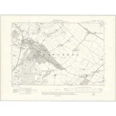 1909 Map of Flintshire XIV.NE, 1914 Print