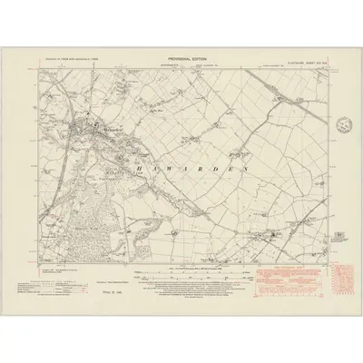 1938 Map of Flintshire XIV.NE, 1948 Print