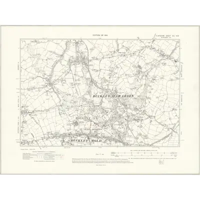 1909 Map of Flintshire XIV.NW, 1914 Print