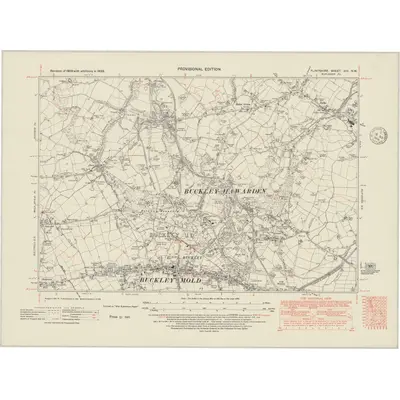 1938 Map of Flintshire XIV.NW, 1948 Print