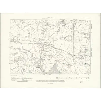 1909 Map of Flintshire XIV.SW, 1914 Print