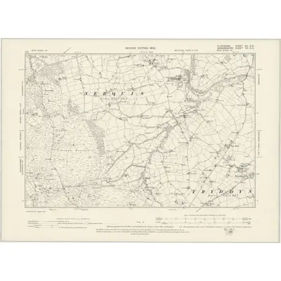 1898 Map of Flintshire XVI.NE, 1900 Print