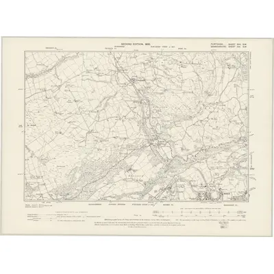 1898 Map of Flintshire XVII.SW, 1900 Print
