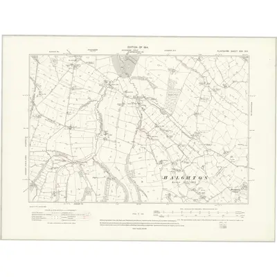 1909 Map of Flintshire XXII.SE, 1914 Print
