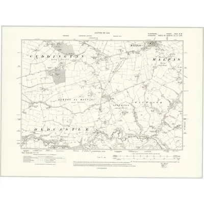 1909 Map of Flintshire XXIII.NW, 1914 Print