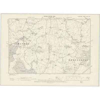 1897 Map of Flintshire XXVI.NW, 1900 Print