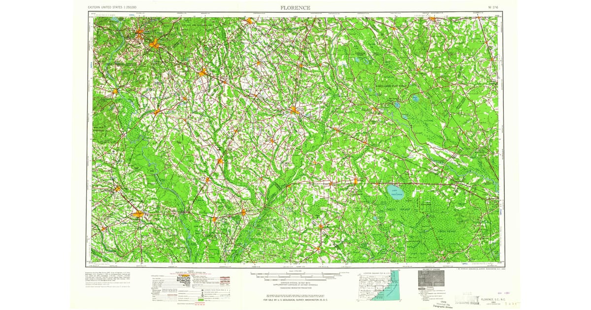 Old Maps of Magnolia NC for Metal - Florence Florence County Sc Usgs Topo 1953 P1964 Og 1200x630 