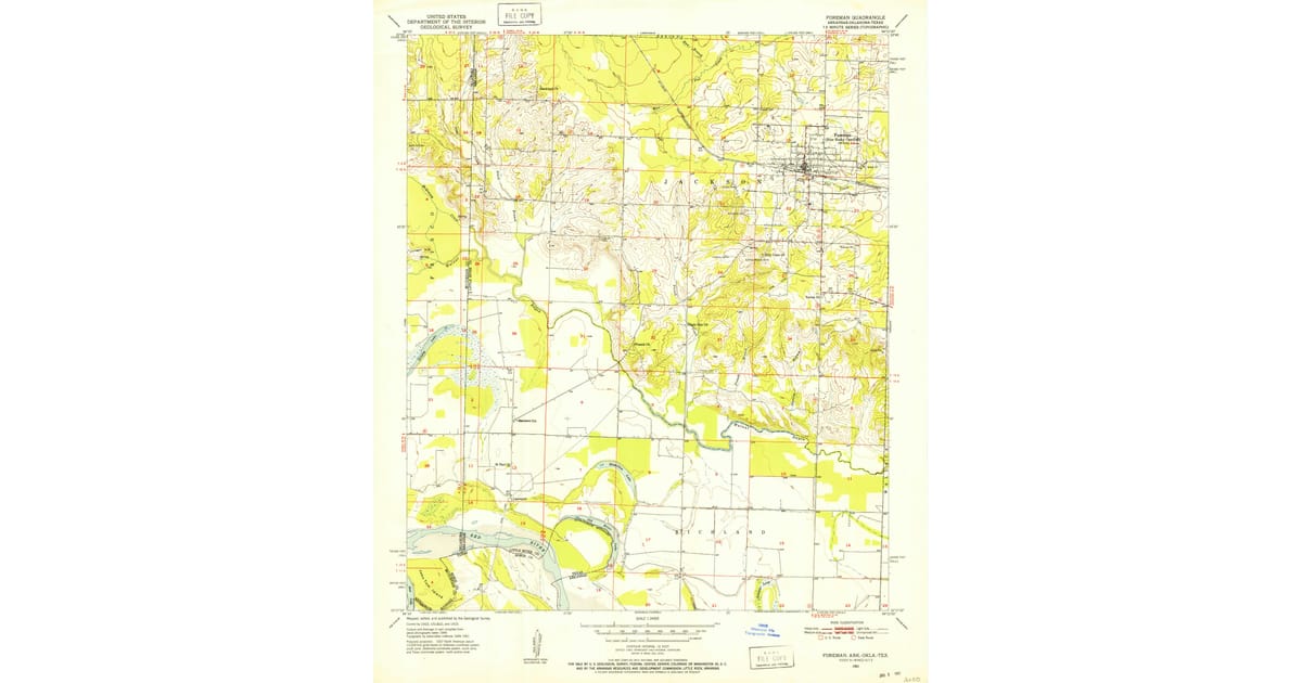 Old Maps of Foreman AR for Academic - Foreman Little River County Ar Usgs Topo 1951 P1952 Og 1200x630 