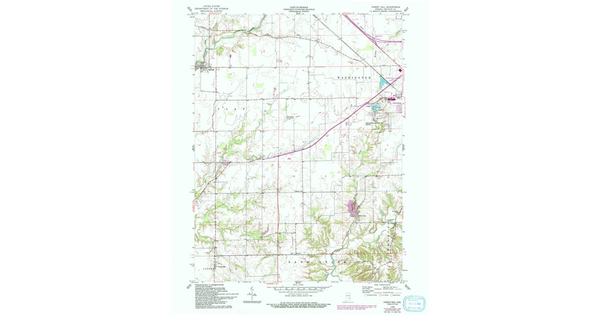 1958 Map of Forest Hill, Decatur County, IN — High-Res, 1993 Print ...