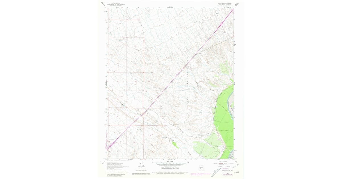 1961 Map of Fort Craig, Socorro County, NM — High-Res, 1981 Print ...