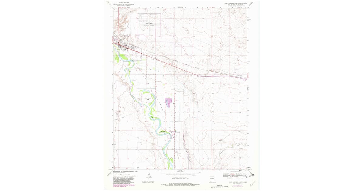 1968 Map of Fort Sumner East, De Baca County, NM — High-Res, 1982 Print ...