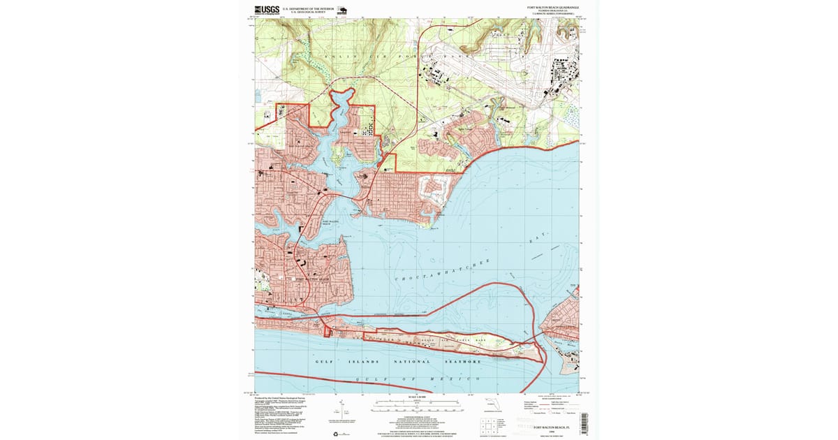 1990s Maps of Lake Lorraine FL - Fort Walton Beach Okaloosa County Fl Usgs Topo 1994 P1999 Og 1200x630