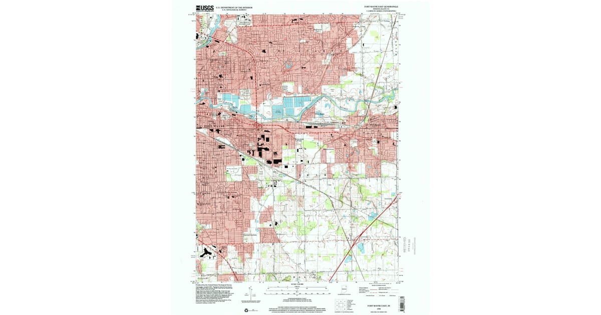1998 Map of Fort Wayne East, Fort Wayne, IN — High-Res | Pastmaps
