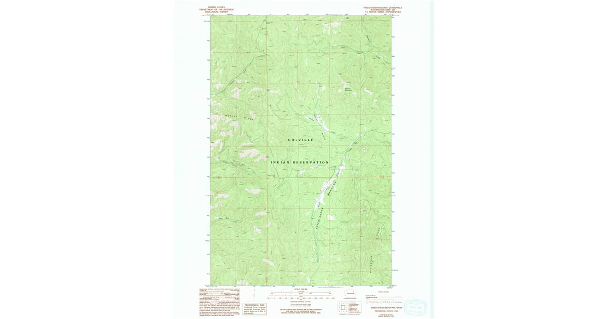 1989 Map of Friedlander Meadows, Ferry County, WA — High-Res, 1994 ...