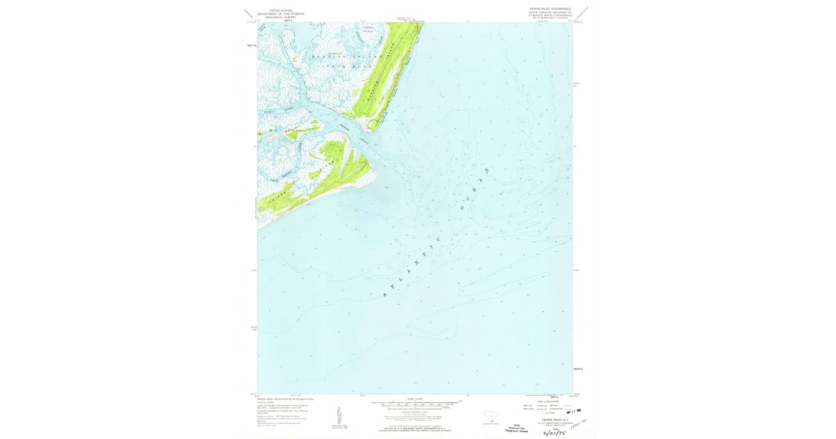 1958 Map of Fripps Inlet, Beaufort County, SC — High-Res | Pastmaps