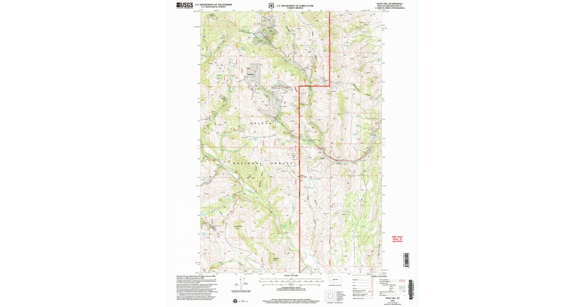 2001 Map 2001 Map of Giant Hill, Broadwater County, MT — High-Res | Pastmaps