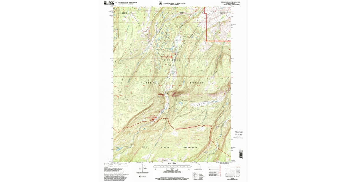 1998 Map of Gilbert Peak NE, Summit County, UT — High-Res | Pastmaps