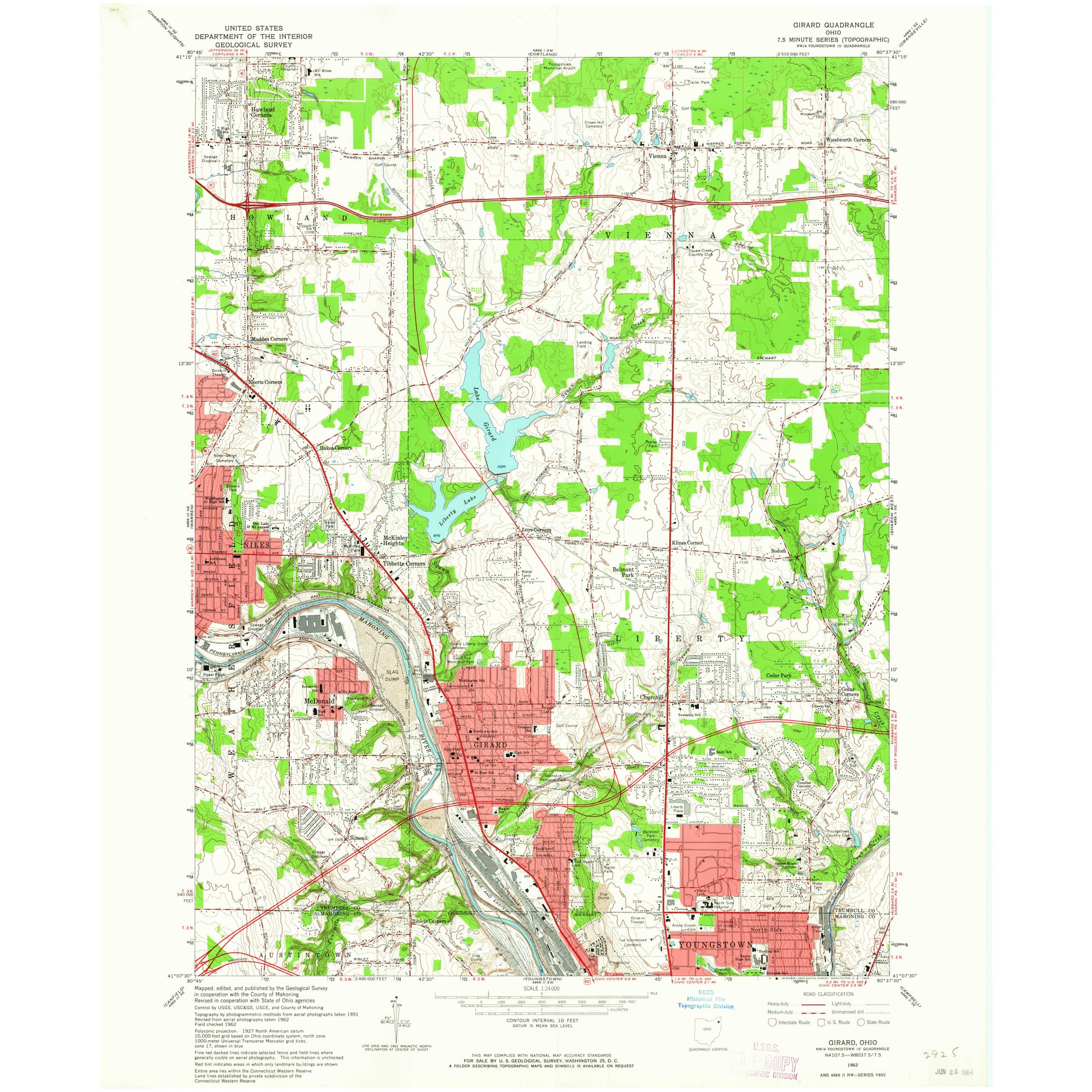 1962 Map of Girard, OH — High-Res | Pastmaps display picture 1