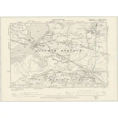 1896 Map of Glamorgan XIV.SW, 1900 Print